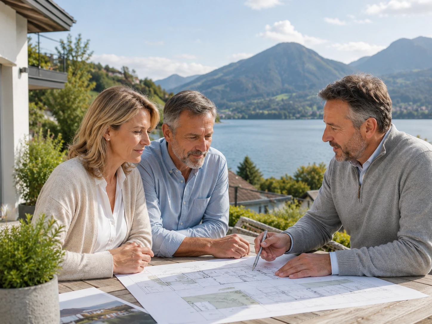 Eigentümer besprechen ihre Immobilie mit einem Berater